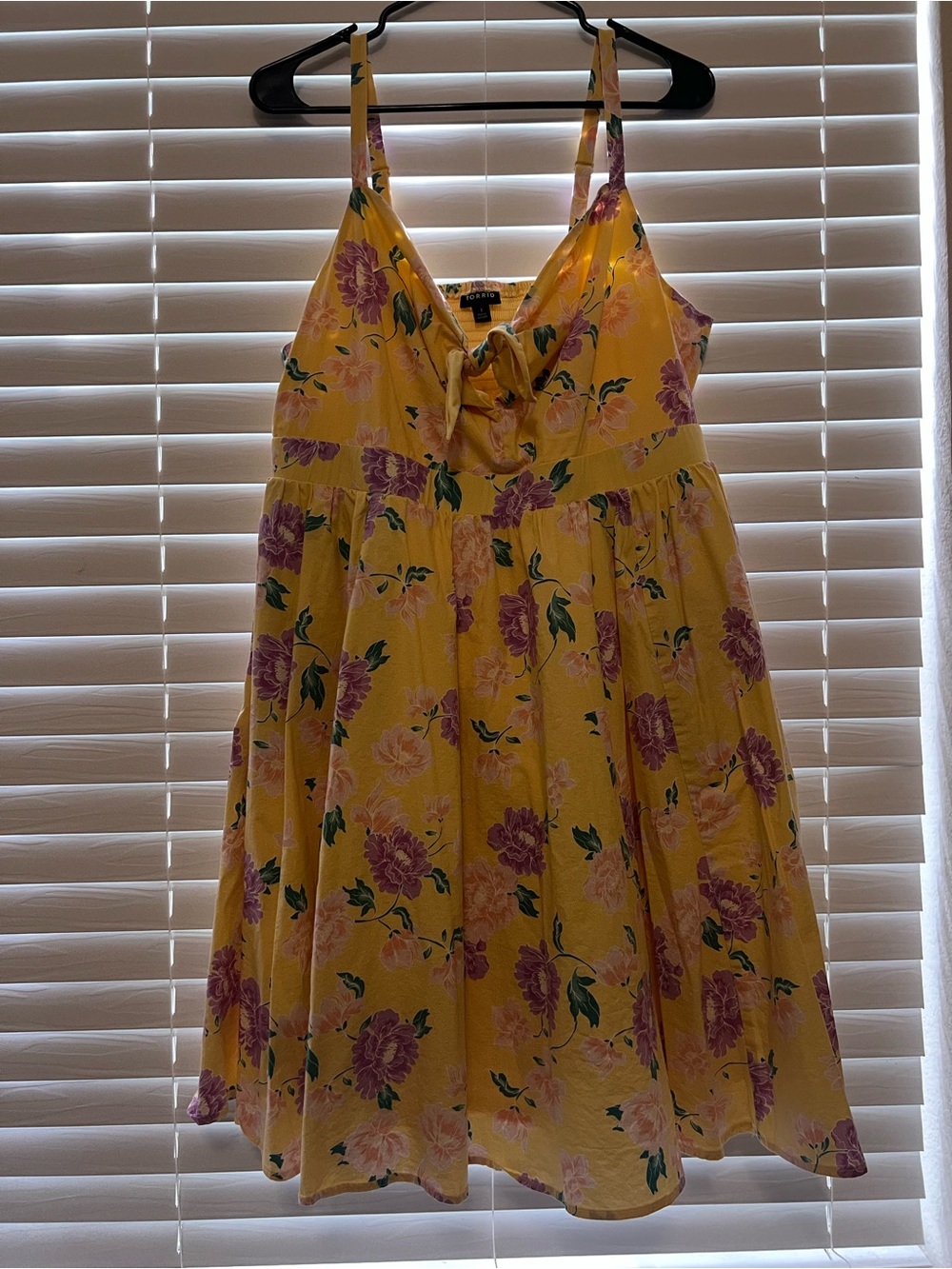 Torrid Yellow Floral Tie-Front Sundress with Pink Flowers